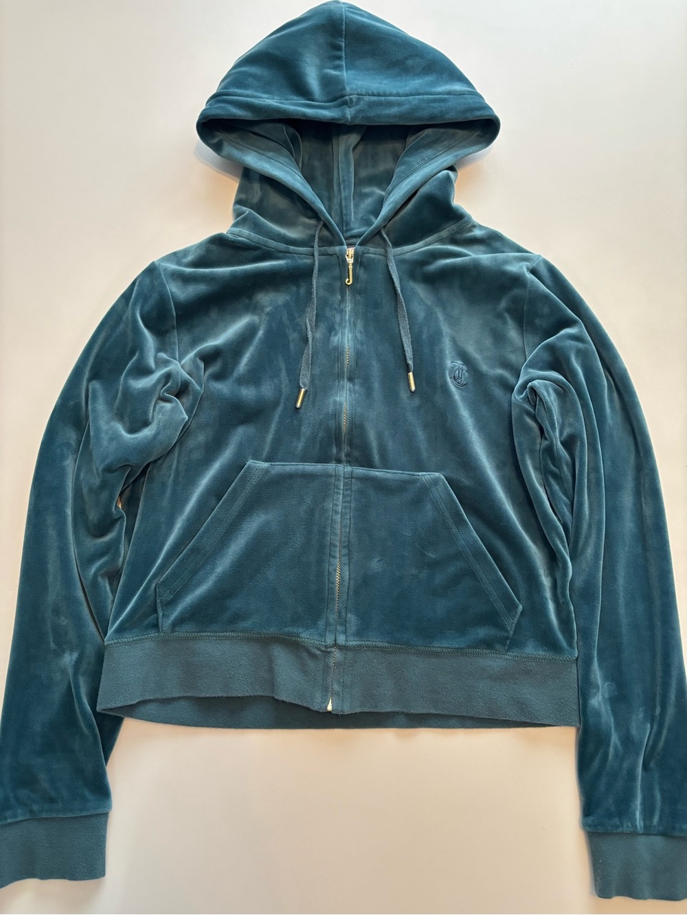 Juicy couture sport dark green velvet Y2K zip up sweater